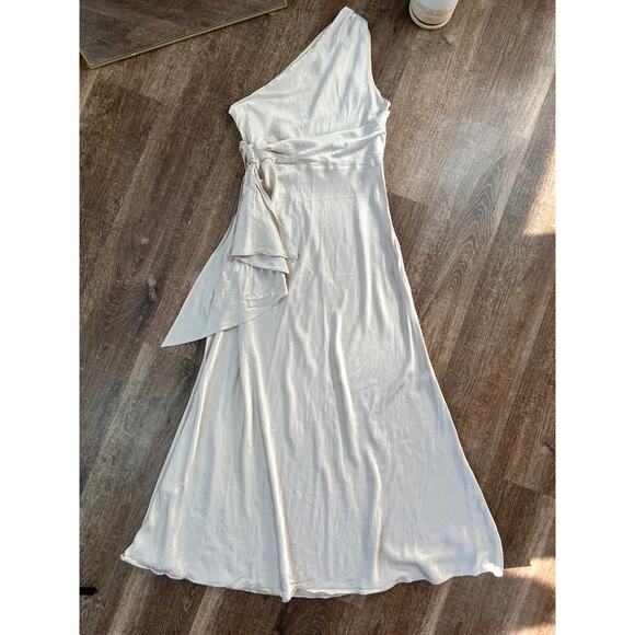 Meshki Calliope One Shoulder Maxi Dress Champagne Bridesmaids Dress - Picture 2 of 7